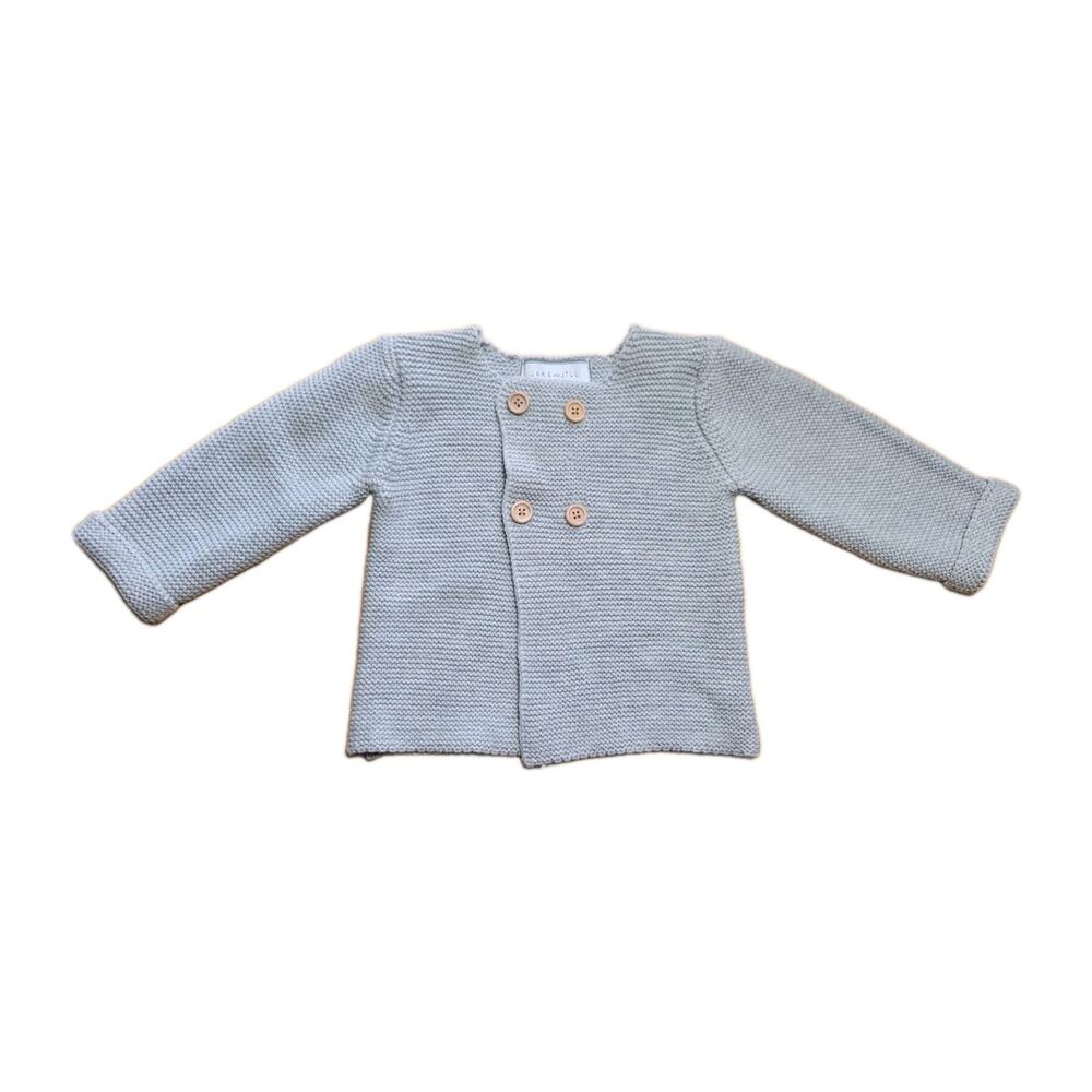Jake and Jill Unisex Baby Gray Cardigan Sweater 6-12M 100% Cotton Long Sleeve